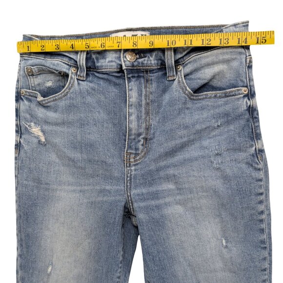 Daze Shy Girl Crop Flare Jeans Womens Light Blue Ripped Distressed Fringe Sz 28 - Picture 6 of 10